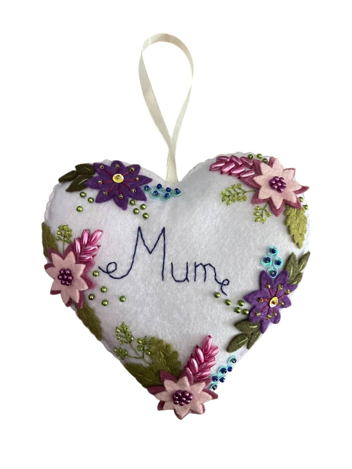 Handmade felt, Hanging Mum heart ornament