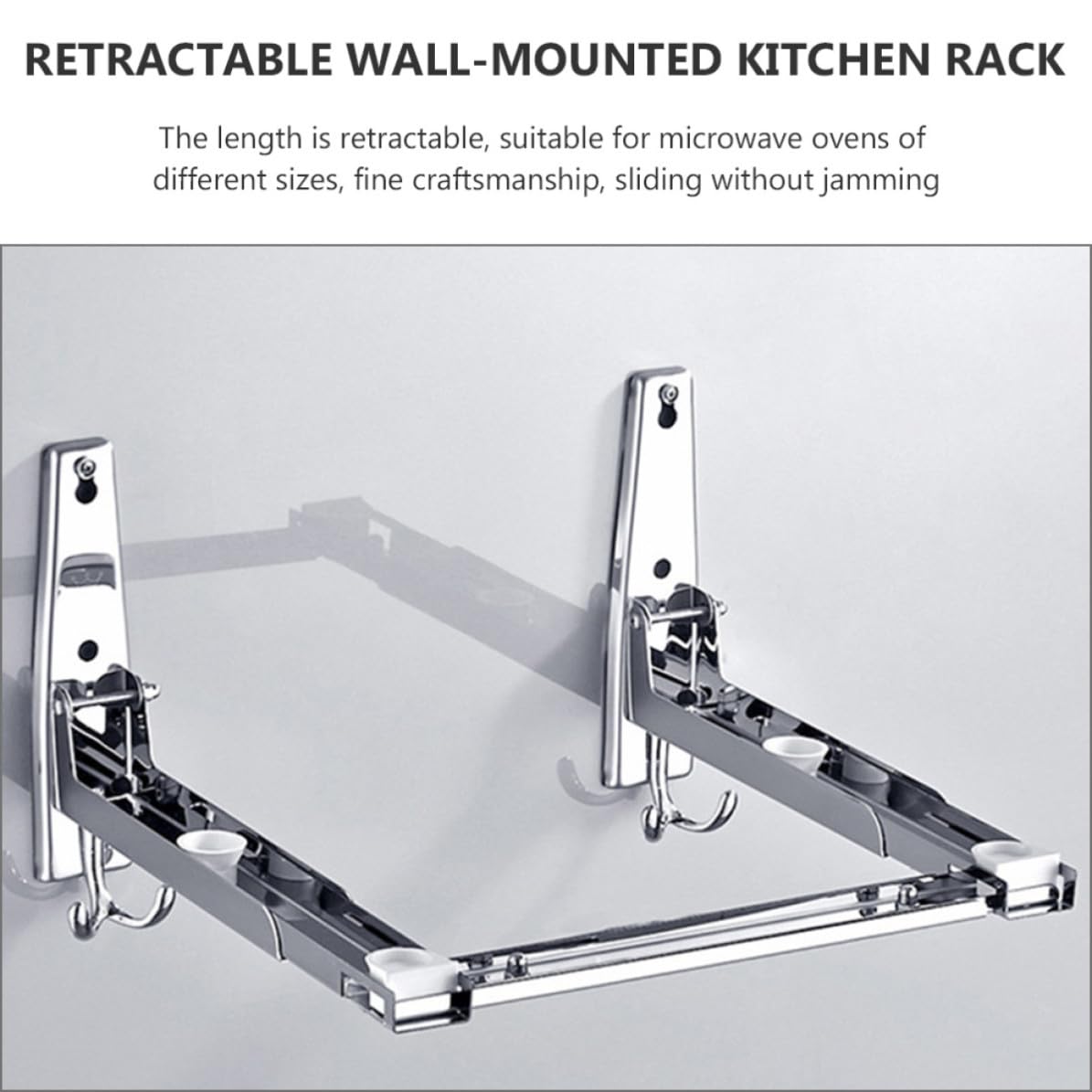 Hemobllo Ausziehbares Wandmontiertes Edelstahl Mikrowellenhalterung mit Starker Tragfähigkeit und Faltbarem Design für Effiziente Küchenorganisation