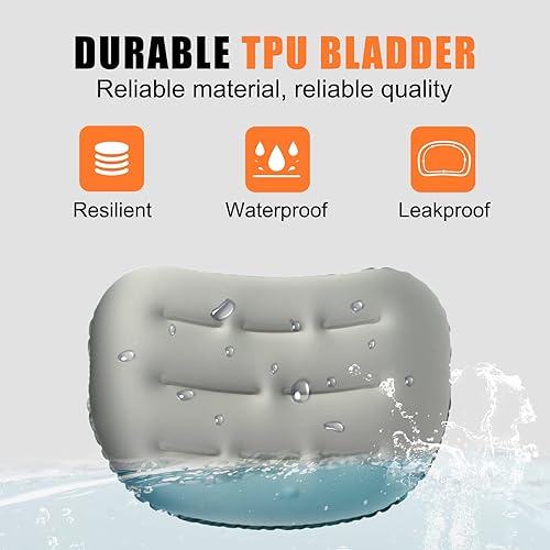 Miniatura 2 de Almohada inflable ultraligera y portátil para campamento, almohada de viaje con funda extraíble y lavable, almohada ergonómica para el cuello y