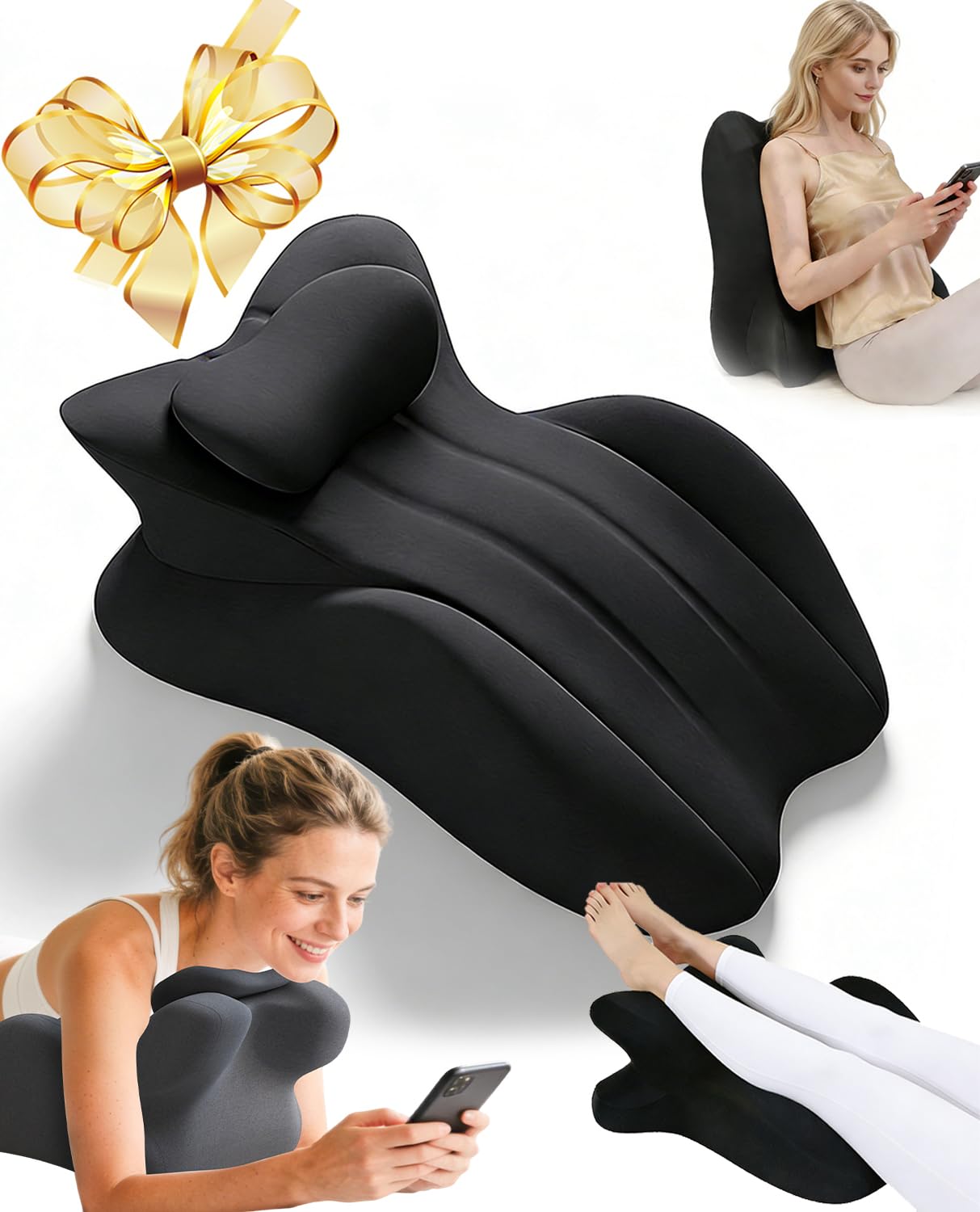 Moodie Pillow, Couples Pillow for Intimacy 27 Degree = Just The Right Lift, Ergonomic Memory Foam Intimacy Comfort Pillow Hip & Back Support, All