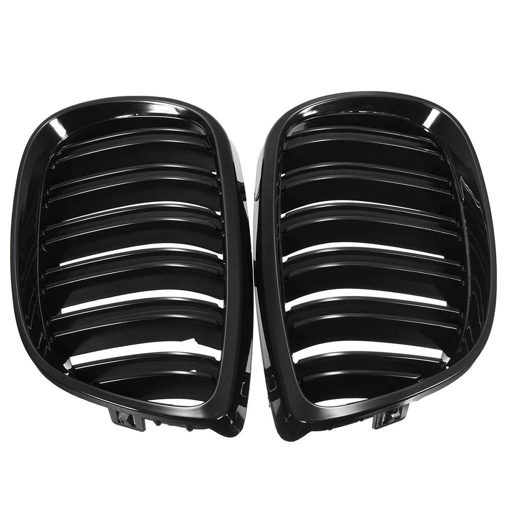 1 Pair Front Bumper Grills Racing Grille Grill Double Line For Bmw 3 Series E92 E93 Coupe 2007 2008 2009 2010 Gloss Black