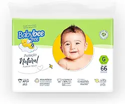 Baby Bee Free Proteção Natural, Fraldas Descartáveis, Hipoalergênicas, Ultramacia, livre de APLV (G)