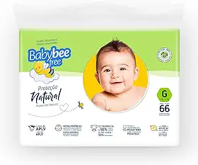 Baby Bee Free Proteção Natural, Fraldas Descartáveis, Hipoalergênicas, Ultramacia, livre de APLV (G)