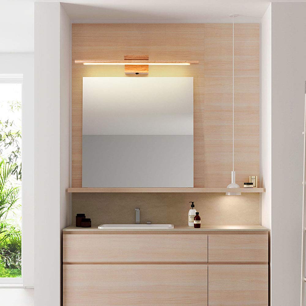Lampada da Specchio LED 60cm, Applique da Parete in Legno per Bagno, Luce Senza Sfarfallio per Trucco e Armadio, Warm Light
