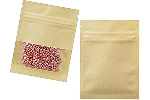FERENLI Resealable Blank Seed Packets, 100 Pack Small Brown Kraft Paper Windowed Envelopes