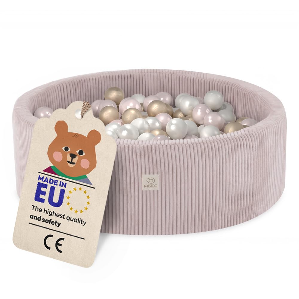 MISIOO Bällebad mit Schaumstoff-Füllung - 90x30cm - 200 Bälle - Hochwertige Bällebad Bälle für Kinder - Weiches und Sicheres Spielzeug - Waschbar