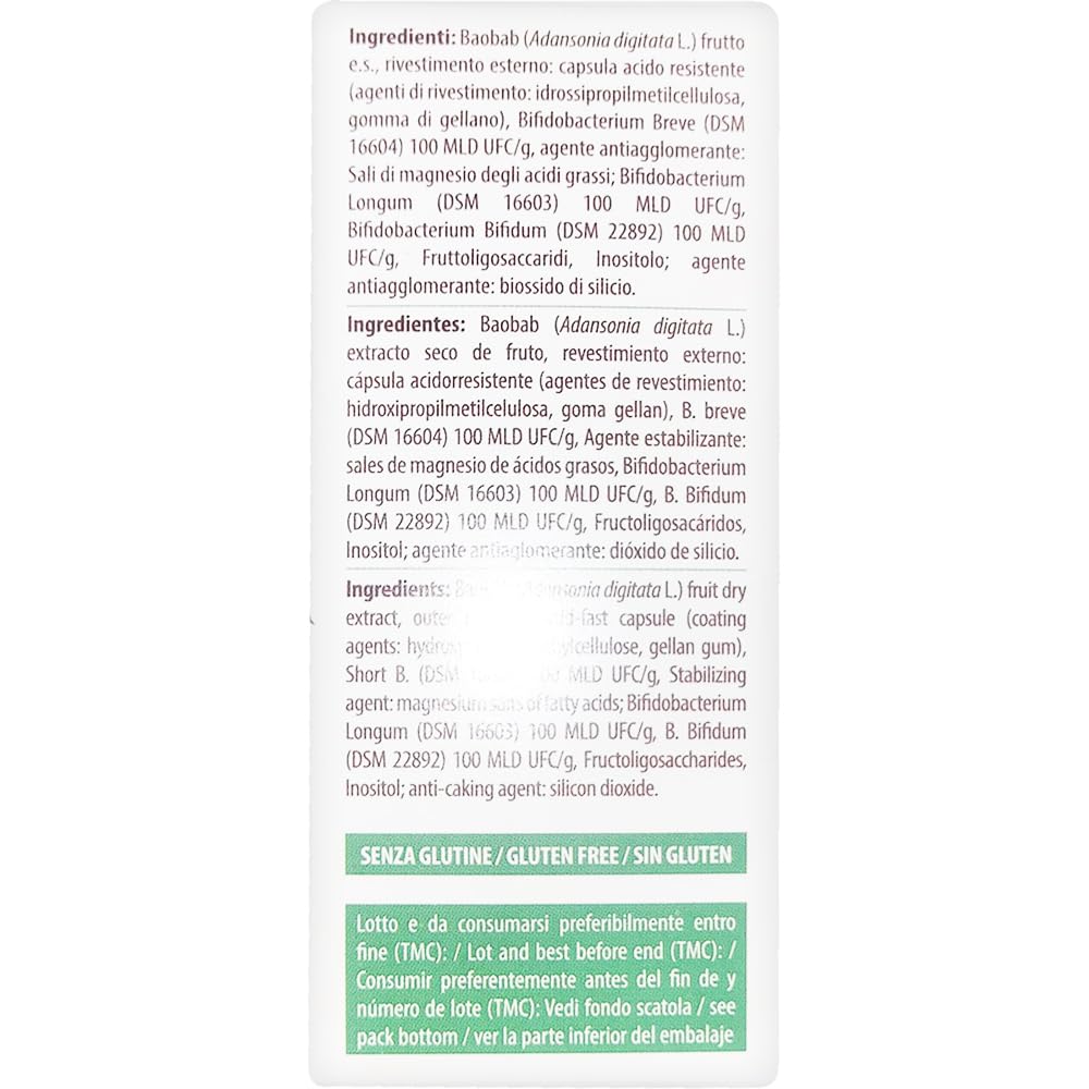 Fortif3 30 Capsule, 2 Confezioni - Integratore Alimentare a base di Fermenti Lattici con Estratto di Baobab, Favorisce L'Equilibrio Della Flora Batterica, Senza Glutine, Adatto Ai Vegani