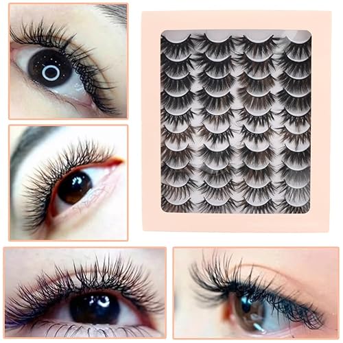 Miniatura 2 de Serveyou 20 pares de pestañas postizas, pestañas autoadhesivas, pestañas postizas de aspecto natural, reutilizables, crean pestañas gruesas de