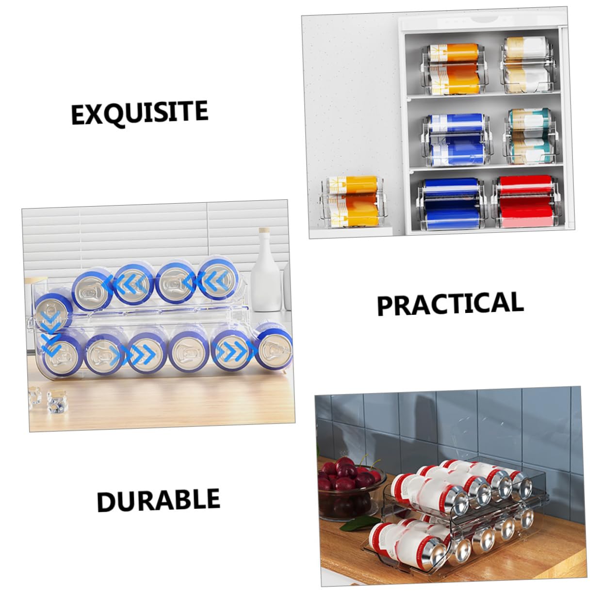 Cabilock Contenitore per Lattine Doppio per Frigorifero Organizer per Bevande Dispenser per Lattine per Conservazione in Cucina e Armadio