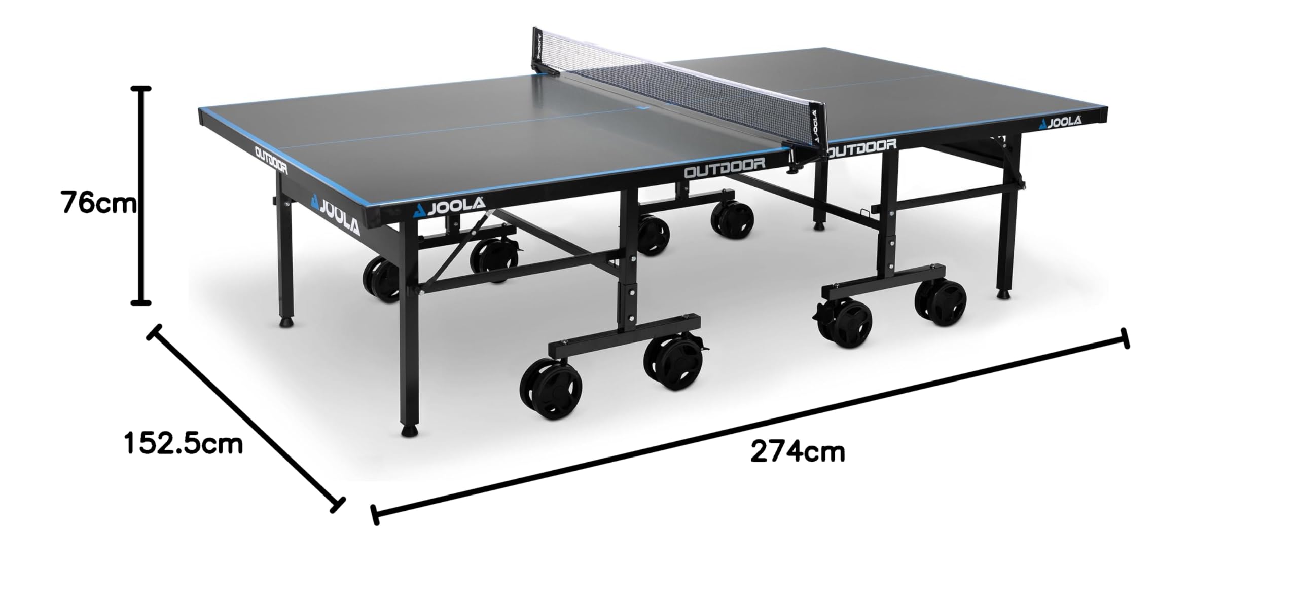 JOOLA Tischtennisplatte Outdoor J500A & 19900 Tischtennistisch Abdeckung Tischabdeckung Wetterfeste Schutzhülle Outdoor und Indoor, Schwarz, 150 x 160 x 50-80 cm