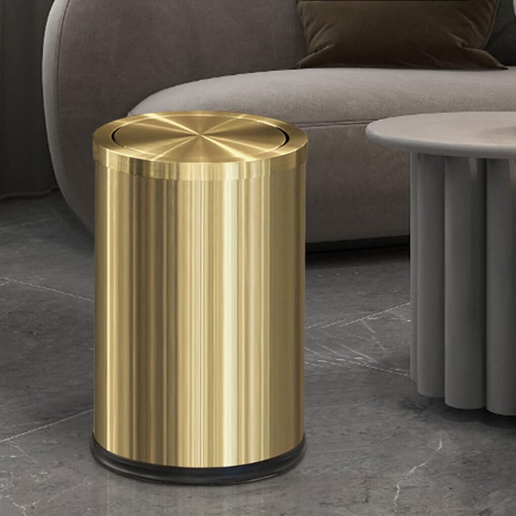 Poubelle à fermeture douce et lente - Améliorez l'hygiène dans la maison Poubelles en acier inoxydable Poubelles de salle de bain, 9L Noir Or