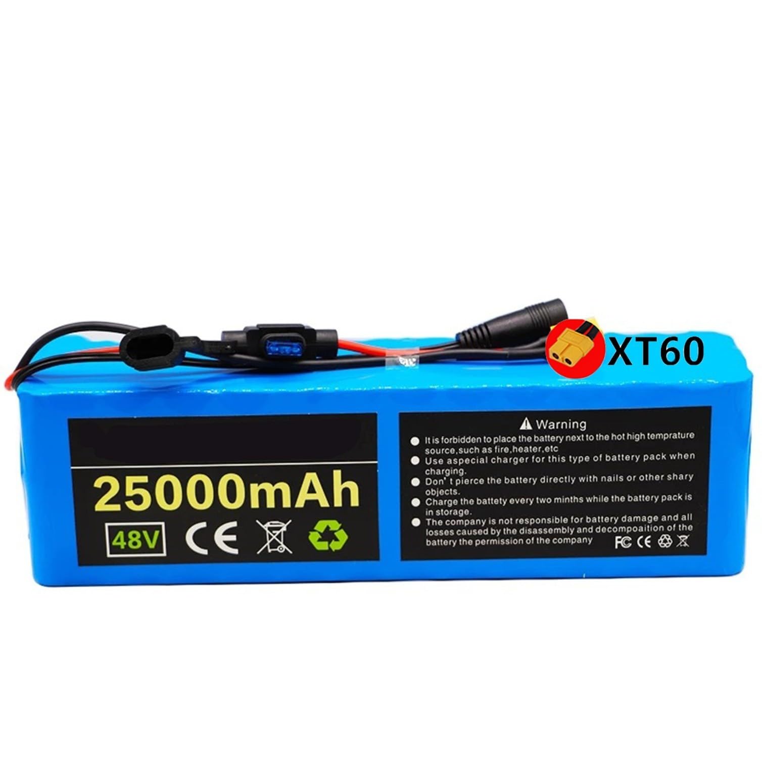 Batterie Lithium 48V 20Ah/25Ah pour vélo électrique 13S3P avec Protection BMS, pour Scooter électrique 200 W, 500 W, 1 000 W, avec Chargeur XT60 Plug,48V 20Ah