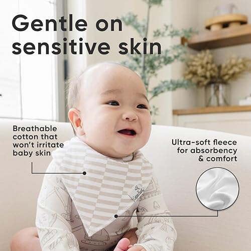 Miniatura 89 de Copper Pearl Paquete de 4 baberos de algodón suave para babeo y dentición, baberos absorbentes para bebés niñas y niños, ajustables para adaptarse a