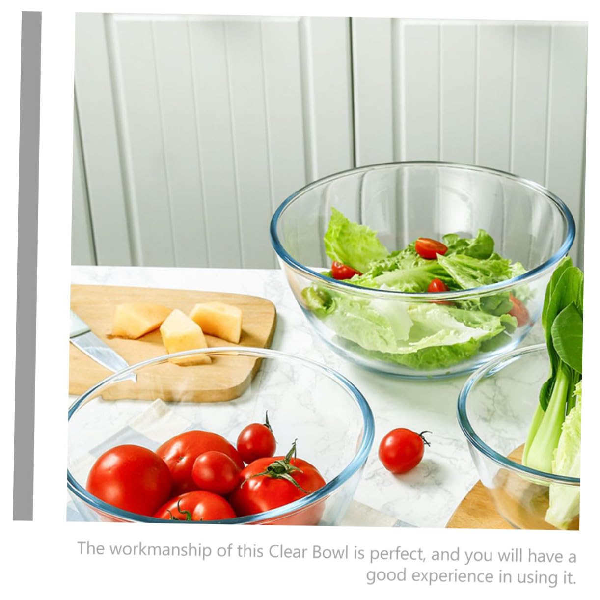 Transparente Große Glas Salatschüssel Mikrowellengeeignet Wiederverwendbar Vielseitige Servierschale für Salat Suppe Reis und Nudeln Langlebig und Spülmaschinenfest