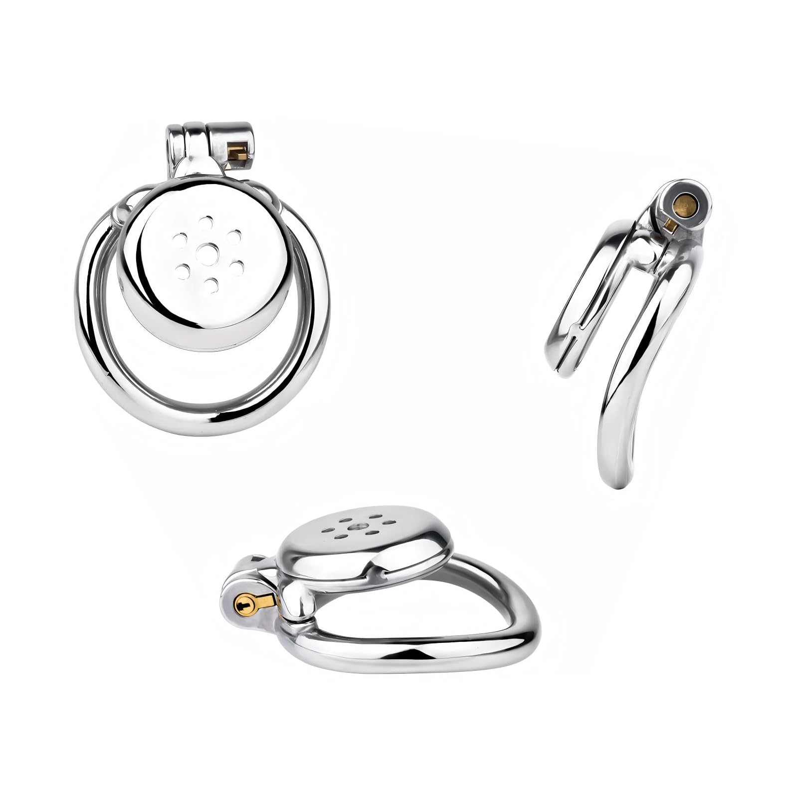 Chastity Cage Plate avec Serrure et Ceinture Invisibles Cage de Chasteté Respirante en Métal pour Le Ligotage du Pénis de l'Homme Sex Toýs Cage Chastetée à Anneau Courbe (40mm,A)