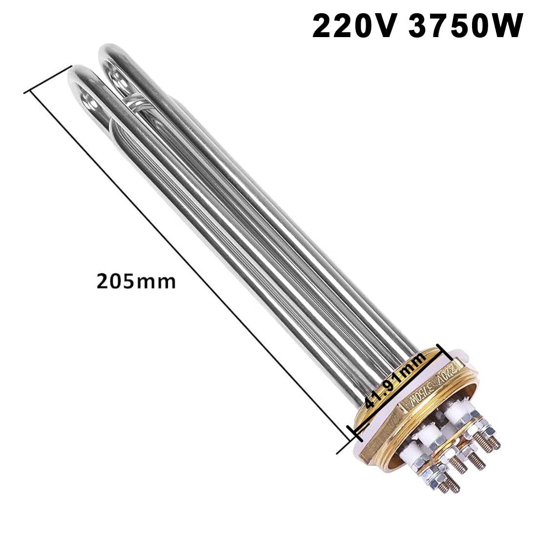 DERNORD 220V 3750W 1-1/4 Zoll DN32 Heizelement 3U Heizstab BSP Kupfer Flansch