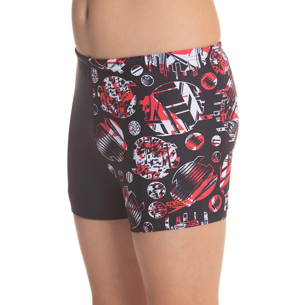 Speedo Kids Glitchamp All Over Aquashort Boys - True Navy & Lava Red