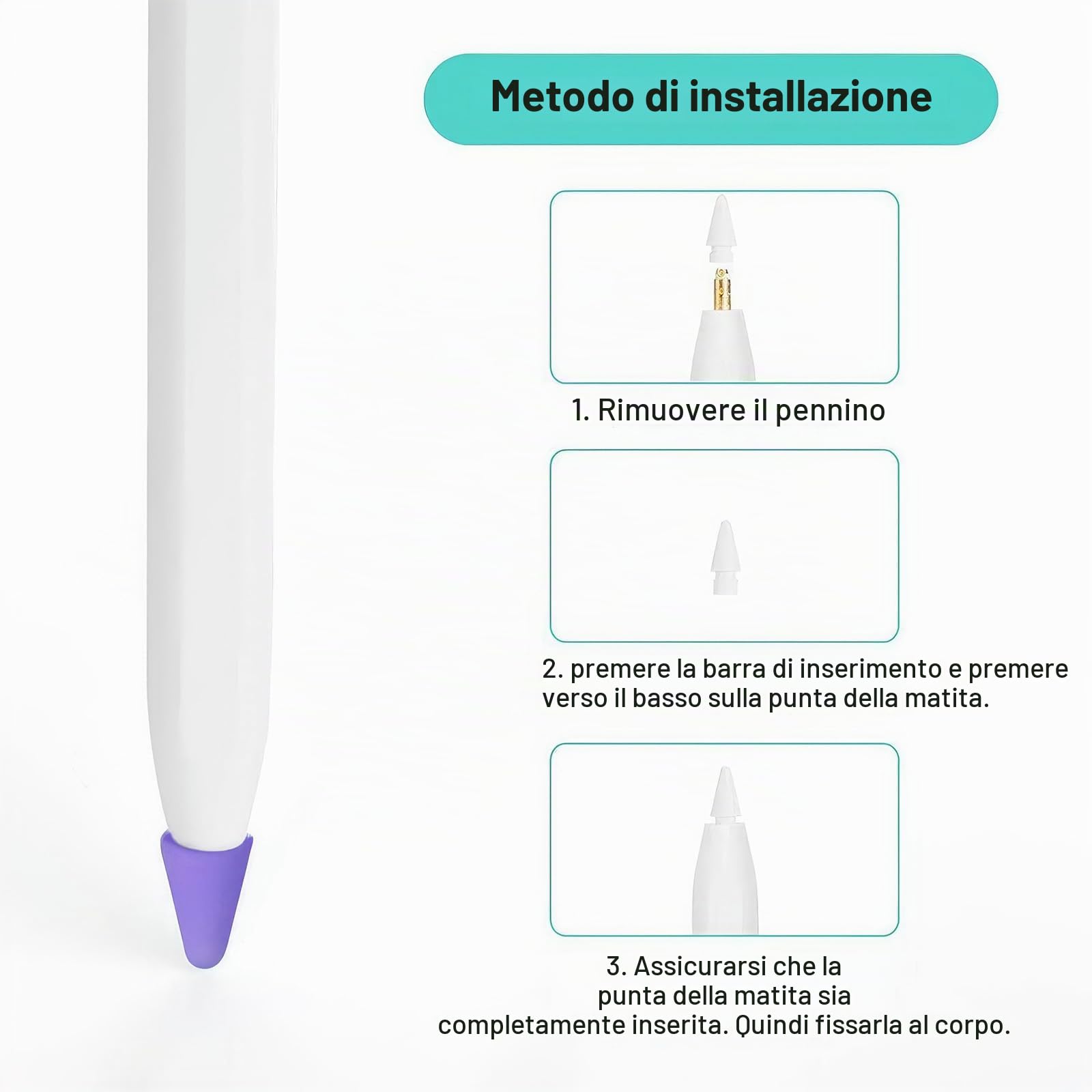 48 Copripunta In Silicone Per Apple Pencil 1 E 2 – Protezione Ultra Sottile E Silenziosa, 6 Colori - 3