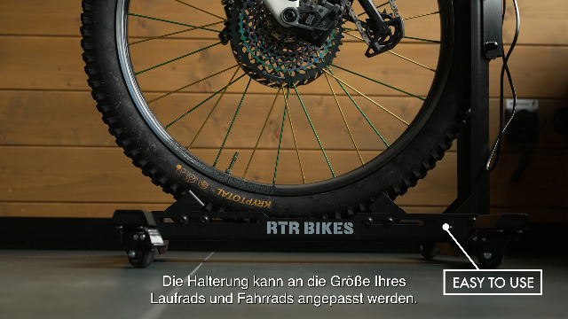 RTR BIKES Brutus Up Pro Fahrbarer Fahrradständer Vertikal – Mobile E-Bike Ladestation auf Rollen – Bis 30kg – Mit Ladegeräthalterung – Für 24-29 Zoll & 3,5