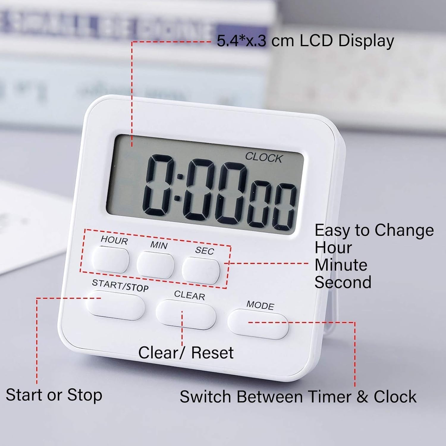 Xpandio Digital Kitchen Timer & Stopwatch, Countdown Large Digits, Loud Alarm, Magnetic Stand Round, for Cooking | Baking | Kids Study Teacher Shower Bathroom Oven Round Back Stand Hanging Hole 3