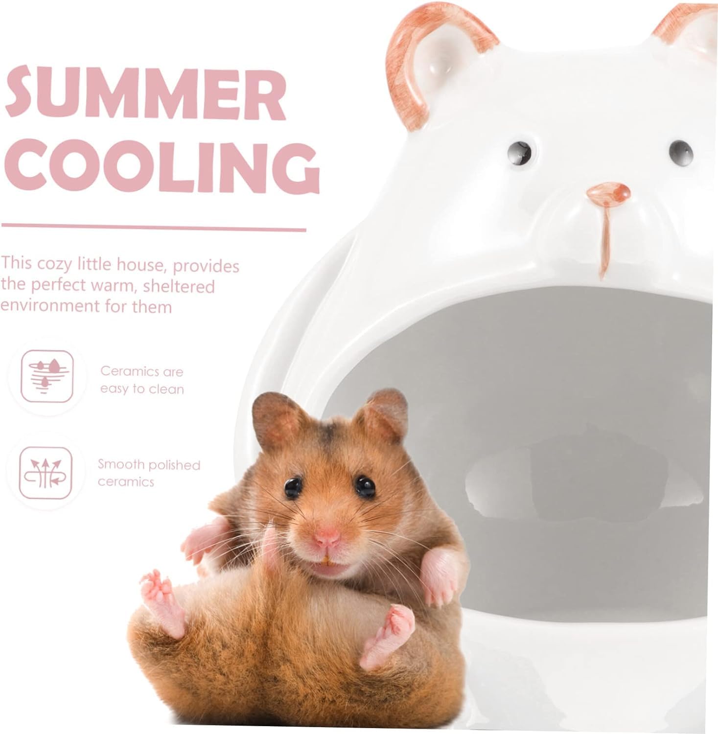 Maison rafraîchissante en céramique pour hamster - Pour l'été - Cachette sûre pour petits animaux - Sable de hérisson (ours)