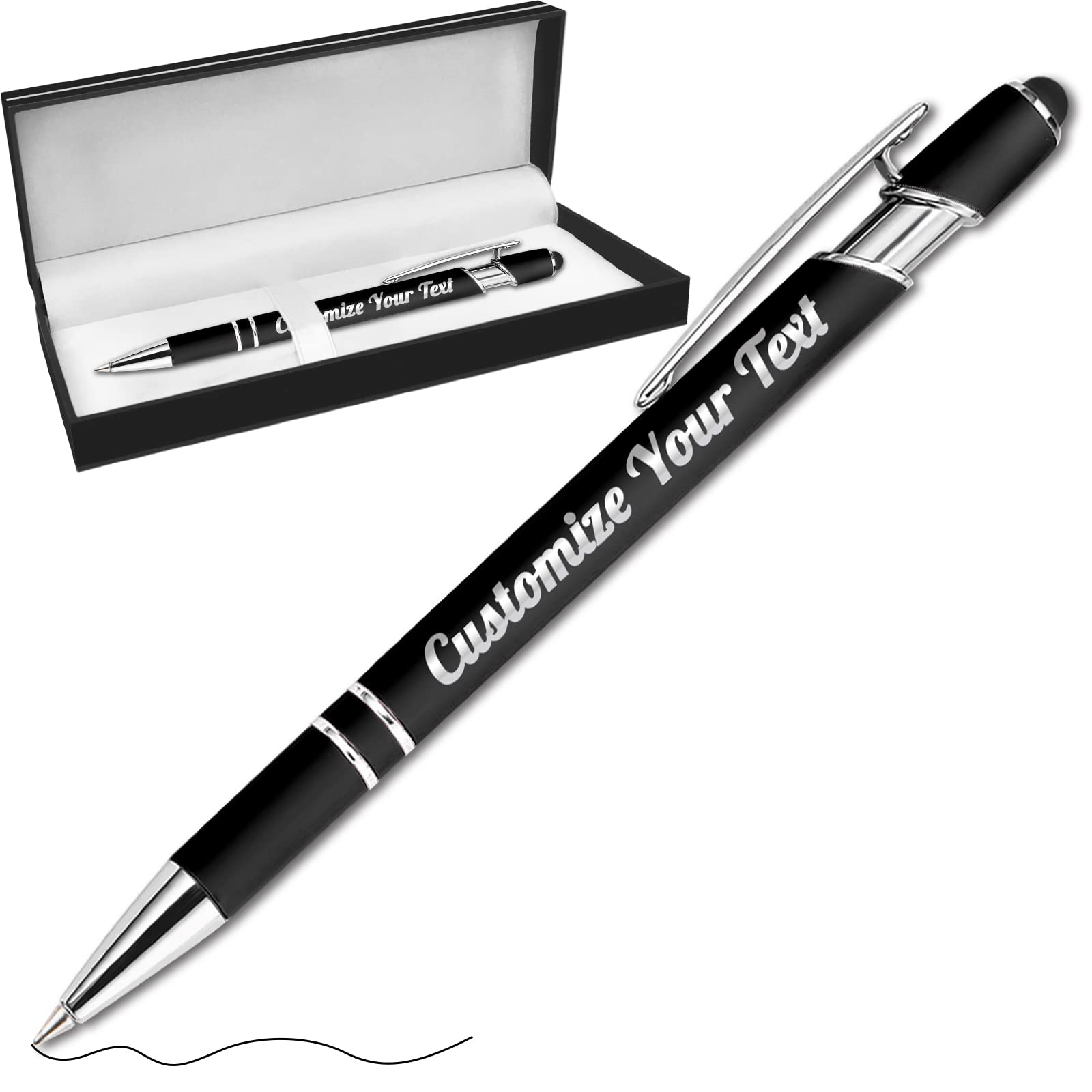 Fadace Up to 500 Pcs personalised Pens Bulk Custom customised Pen with Stylus Free Engraving Ballpoint Pens Set with Your Name Text for Business Women Men Graduation Wedding Gift — image 1