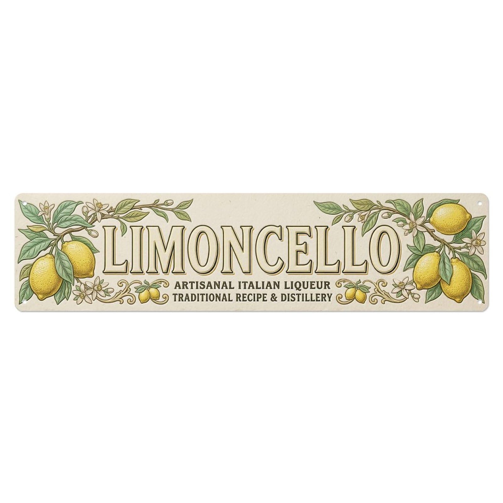 Vintage Limoncello Letterpress Bold Lemon Metal Tin Sign Plaque Wall Decor for Cafe, Club, Garden Metal Poster 4x16Inch