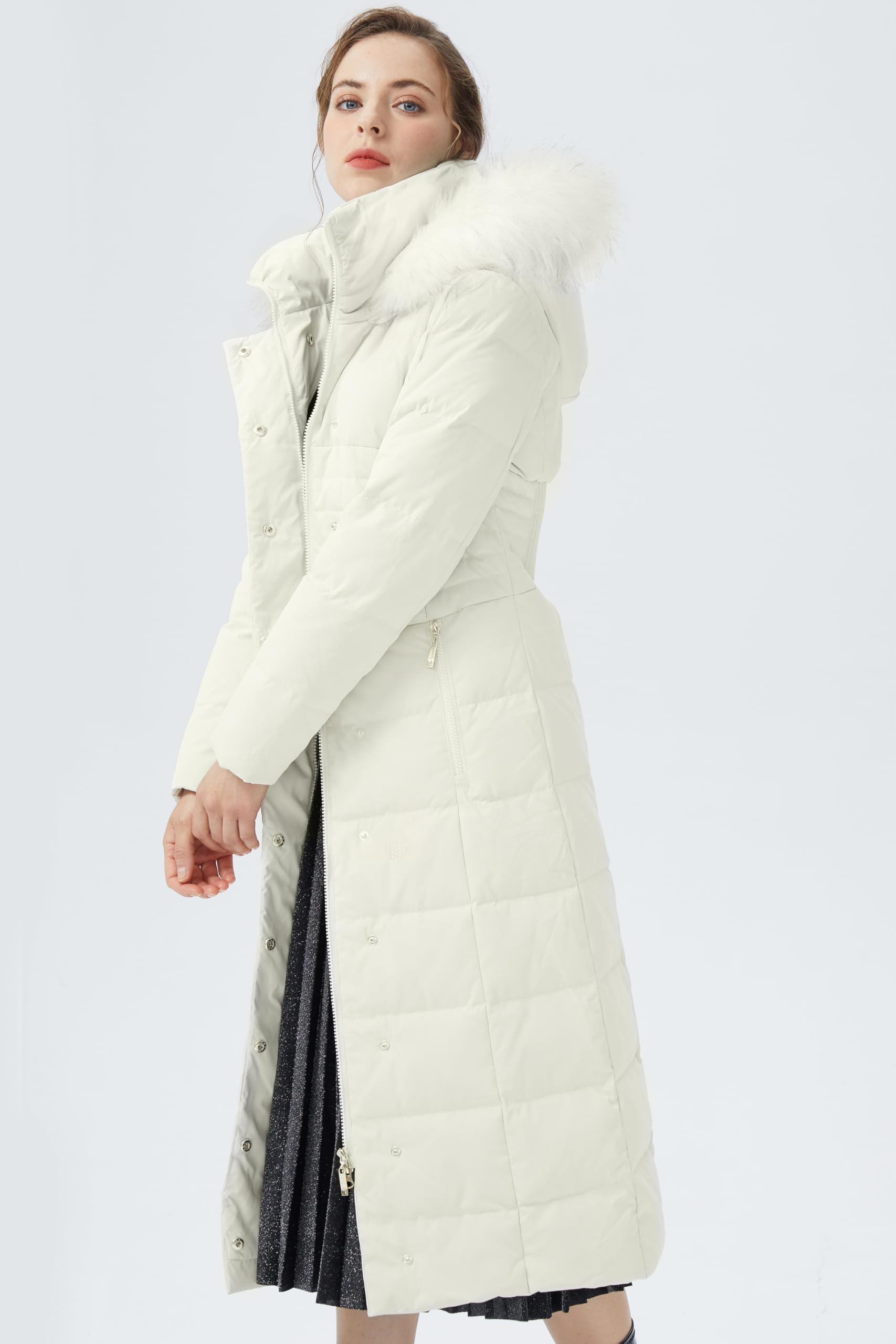 OROLAY Piumino da Donna con Cappotto Lungo Maniche Raglan con Cappuccio in Pelliccia