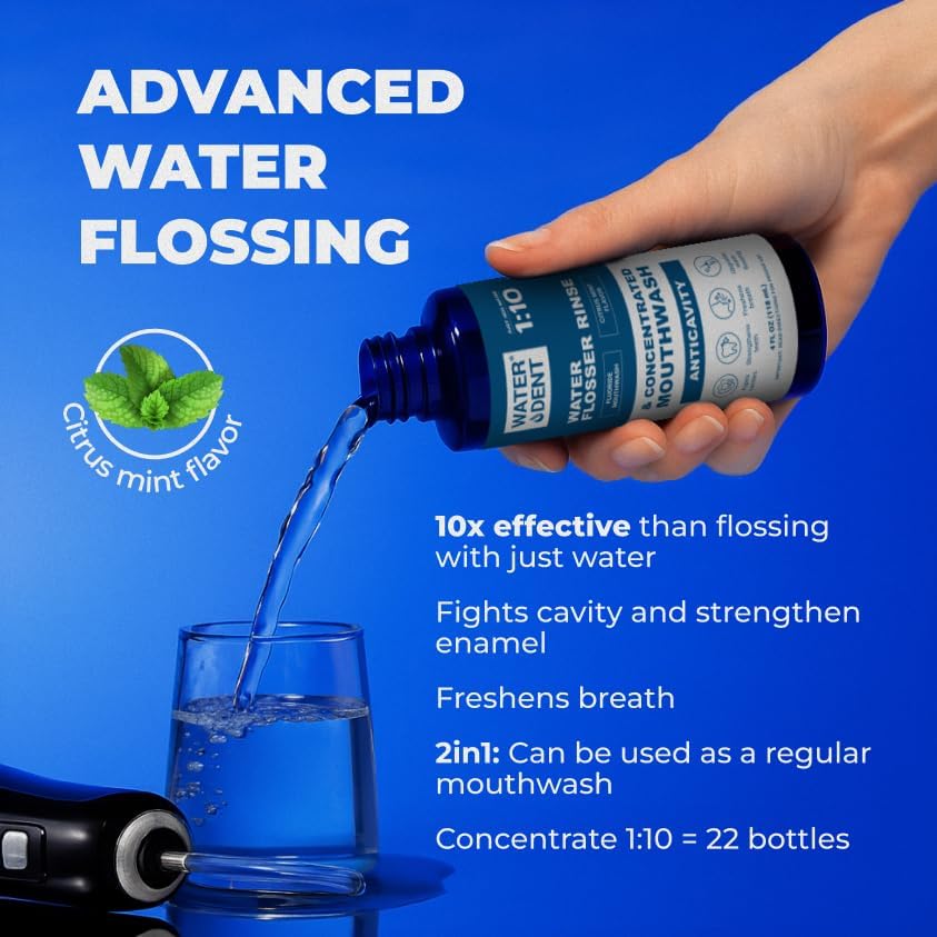 Fluoride Mouthwash and Water Flosser Аdditive | Add to Oral irrigator | Citrus Mint Flavor | Alcohol Free, Made in USA | Concentrated 1:10 = 44 fl.oz - Image 3