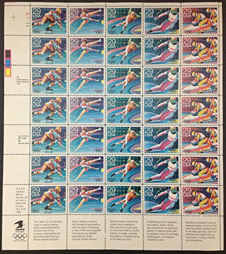 Winter Olympics Full Sheet of 35 x 29 Cents Stamps Scott 2611-15 By USPS