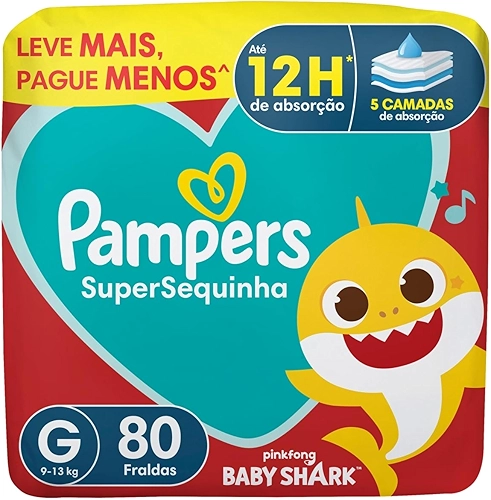 Fralda descartável Pampers Supersequinha, Tamanho G 80 Unidades
