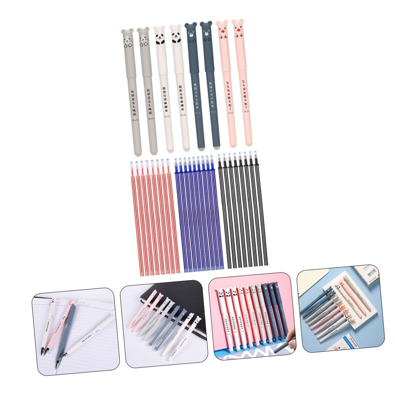 Tofficu 5 Set Penna a Sfera Cancellabile Multi Inchiostro Penne Cancellabili Alla Rinfusa Note Penne Elementare Gel Glitter Ultra Divertente Ricariche Plastica