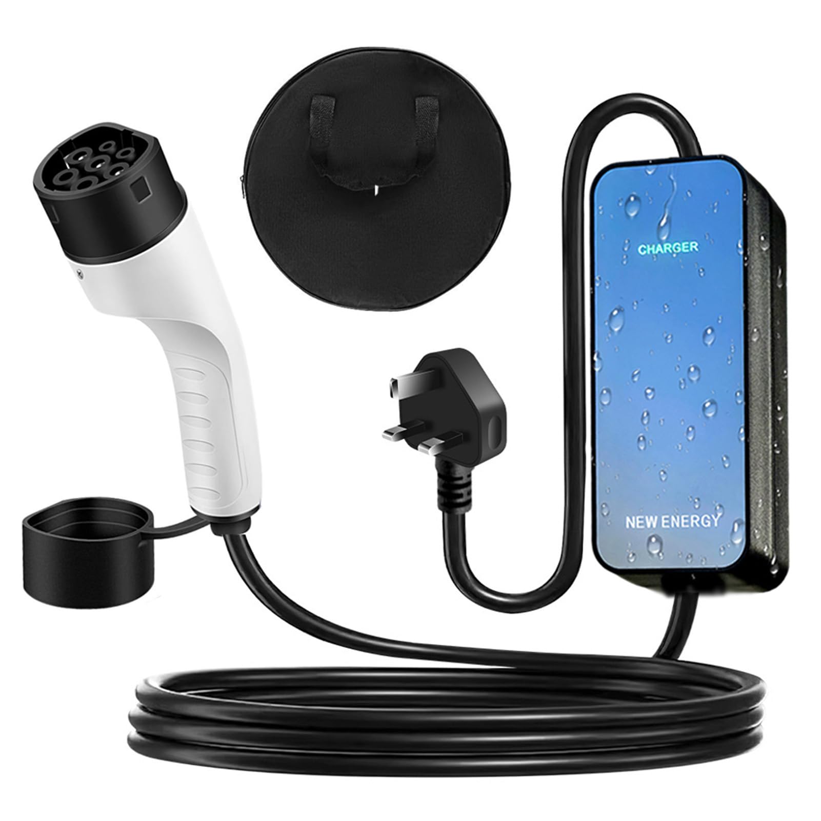 Cable de Carga EV de 5 m y 13 A para vehículos eléctricos, 3,Plata