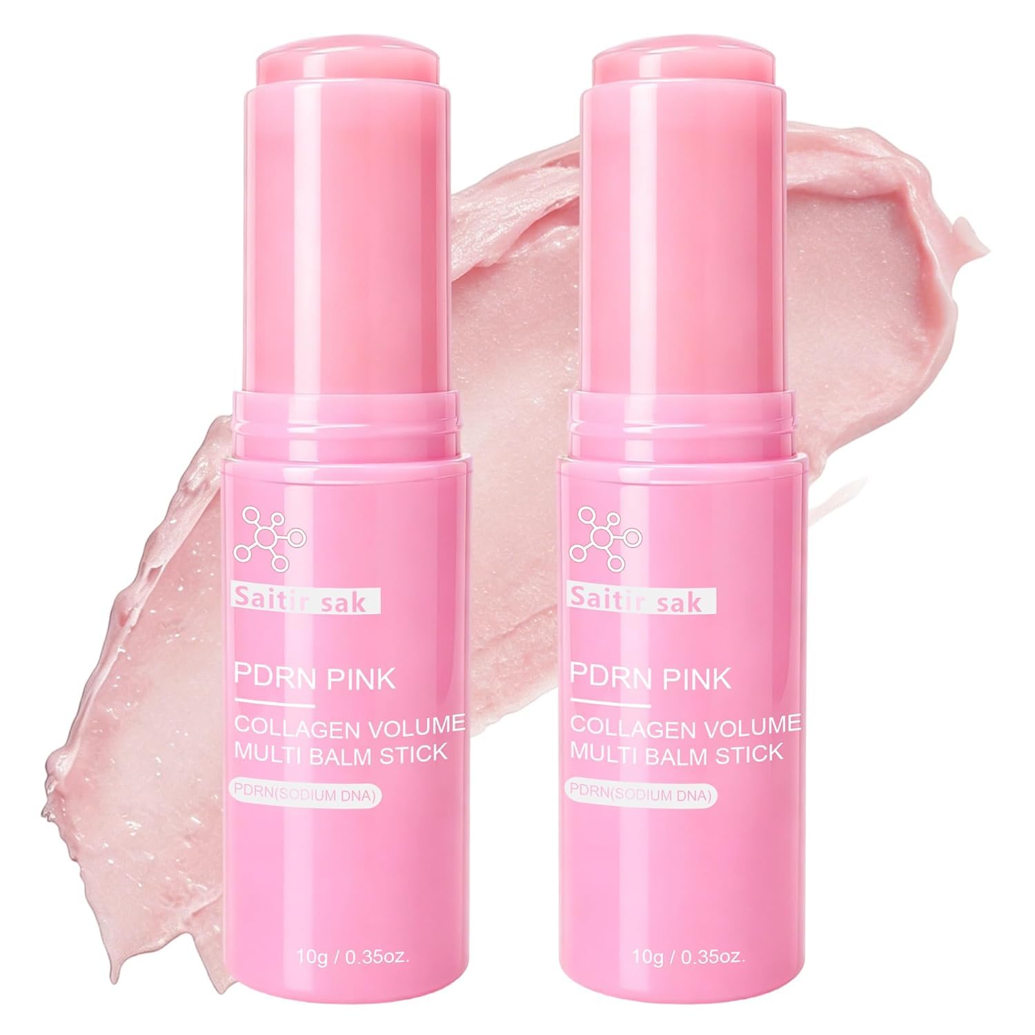 2PCS PDRN Pink Collagen Volume Multi Balm Stick | Hydrating Balm Eye Cream Make Up Base & Moisture Stick, Collagen Wrinkle Forehead, Smile Lines, Lips
