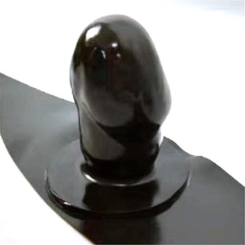 Miniatura 4 de Máscara de capucha de látex negro con peluca rubia de cola de caballo y venda extraíble y pieza de boca, cremallera trasera, ojos abiertos, boca y