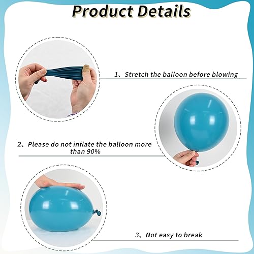 Miniatura 3 de Kit de arco de globos de color naranja, azul y plateado, kit de guirnalda de 109 globos de látex con temática espacial, color azul turquesa pizarra