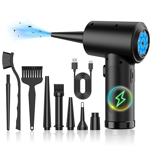 Electric Compressed Air Duster - 91000RPM High-Power Cordless Rechargeable Air Blower for PC, Keyboard, Computer & Electronics Cleaning - Portable Air Can Replacement for Office, Car, Home & Dusting - A1