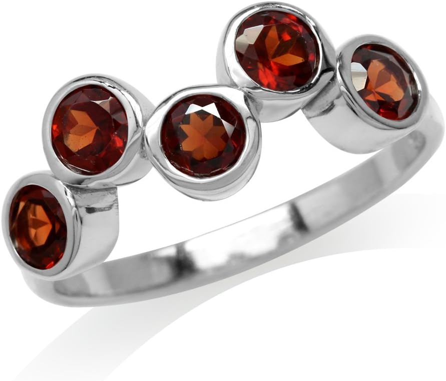 Silvershake Bezel Set Gemstone White Gold Plated 925 Sterling Silver Zigzag Bubble Ring Jewelry for Women