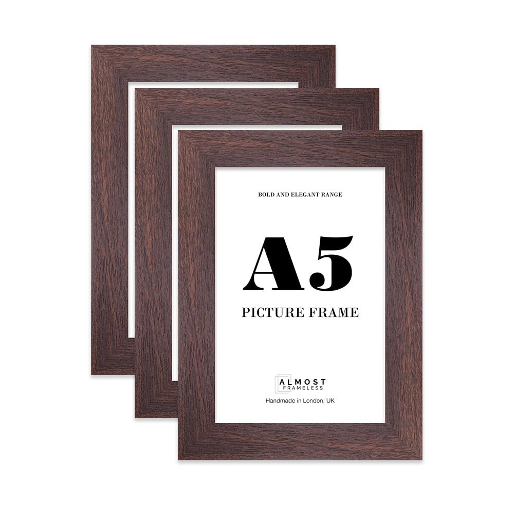 A5 Photo Frame, Display A5 Pictures (14.8 x 21cm - 5.8 x 8.3in) Picture Frame for wall Display - Walnut - 3 Pack
