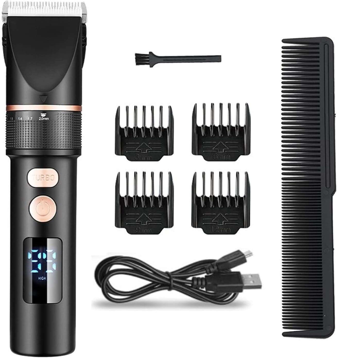 Hair for Men Electric Clipper Rechargeable TrTitanium Ceramic Blade Salon Cutting Barber Machine LCD Display