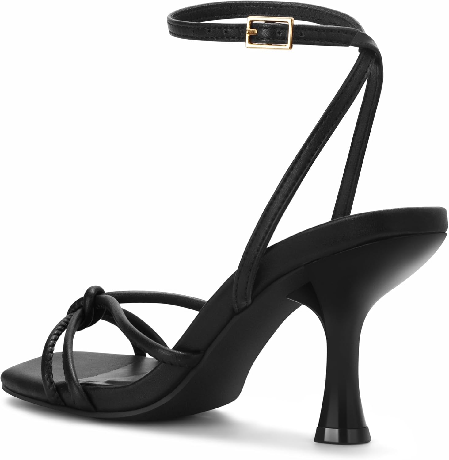 PARTY Women's Square Open Toe Strappy Heeled Sandals 3 inch Stiletto Kitten Heel with Ankle Buckle Strap, Comfortable Slingback Summer Dress Shoes - Image 5