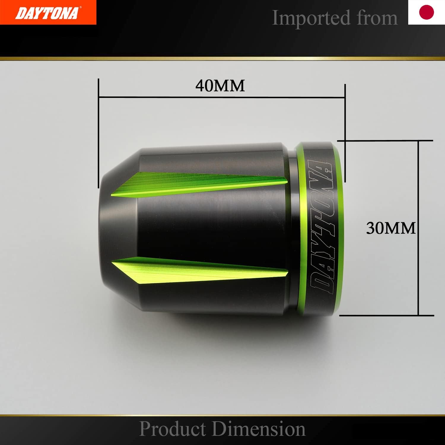 Motorcycle Bar Ends Compatible with KAWASAKI - Universal, Lime Green, Made in Japan, Durable Two-Tone Finish, Fits Inner Diamater 14 to 19 mm Handlebars - Enhance Style & Protection (93137)
