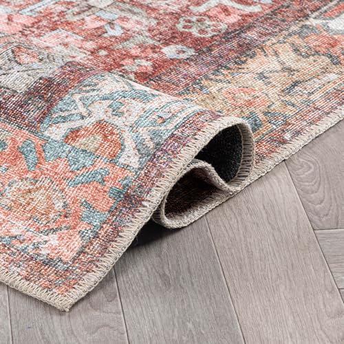 Rugshop Multi Vintage Boho Medallion Area Rug — Machine Washable, 9'x12' for Living Room, Dining Room and Bedroom