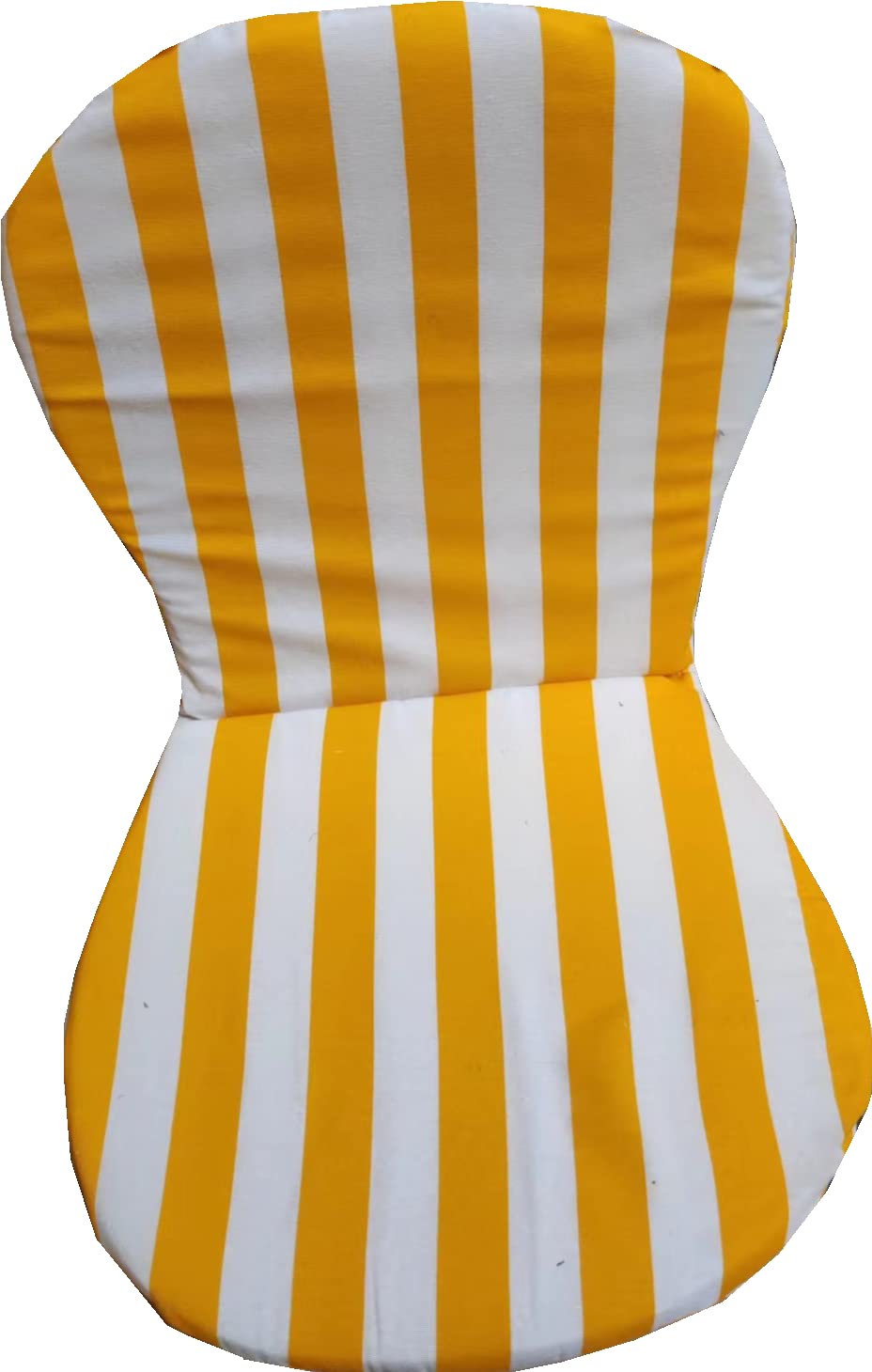 REINO MANSIDI Pack de 2 Cojines de Rayas con Respaldo para Silla de plástico y desenfundable con Cremallera Invisible. Cojín con Diseño ergonómico Tipo Guitarra. (Amarillo)