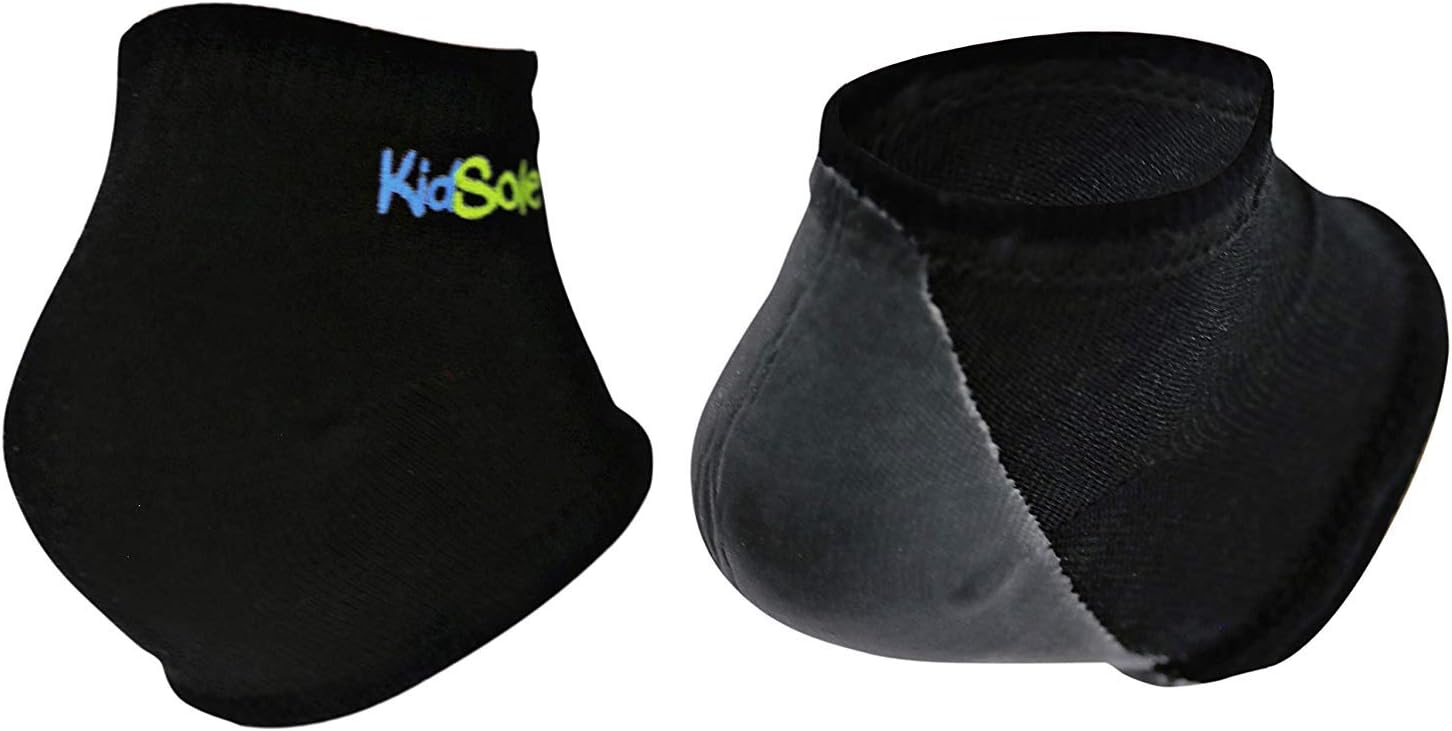 KidSole Gel Heel Strap for Kids with Heel Sensitivity from Severs Disease, Plantar Fasciitis. (Black) (Teenager Sizes 6-8, Black)
