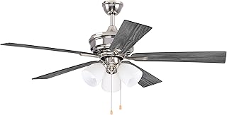 Hearth Brands 52" Dual Mount Ceiling Fan with Frosted White Glass & Reversible Blades - Brushed Nickel, 110118002