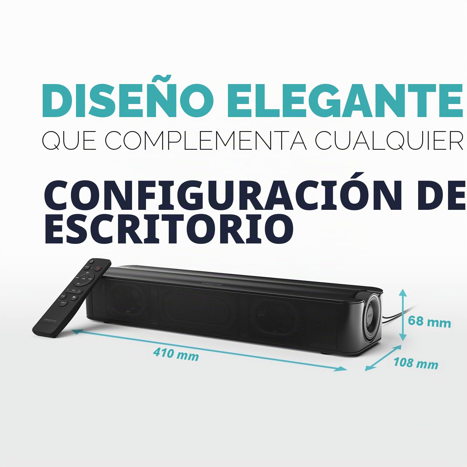 CREATIVE Barra de Sonido Stage SE Debajo del Monitor con Audio Digital USB y Bluetooth 5.3, diálogo Claro y Envolvente por Sound Blaster