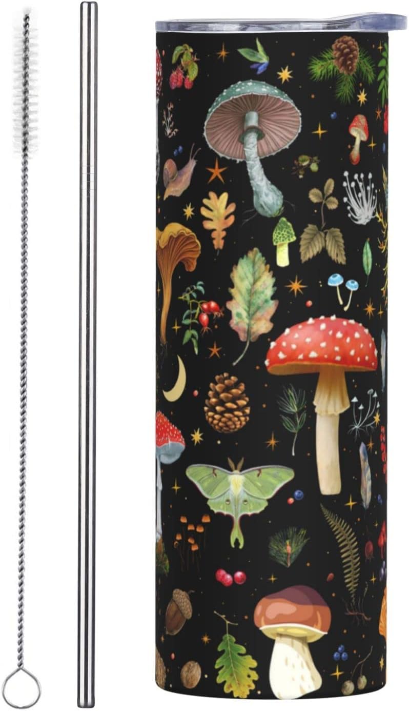 Mushroom Mug Cup Mushroom Tumbler Mushroom Gifts 20oz Coffee Mug Insulated Travel Cup With Leakproof Lid, Stainless Steel Reusable Tumbler For Hot And Cold Water Coffee - Image 2