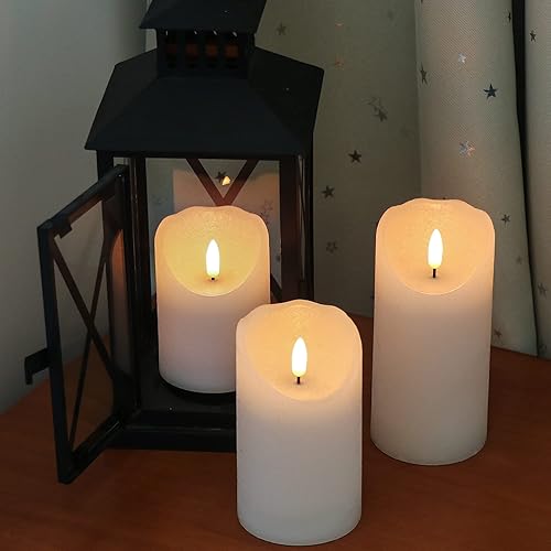 Miniatura 6 de Eldnacele Velas parpadeantes sin llama con temporizador remoto, mecha 3D de cera real, funciona con pilas, velas blancas con control remoto, juego
