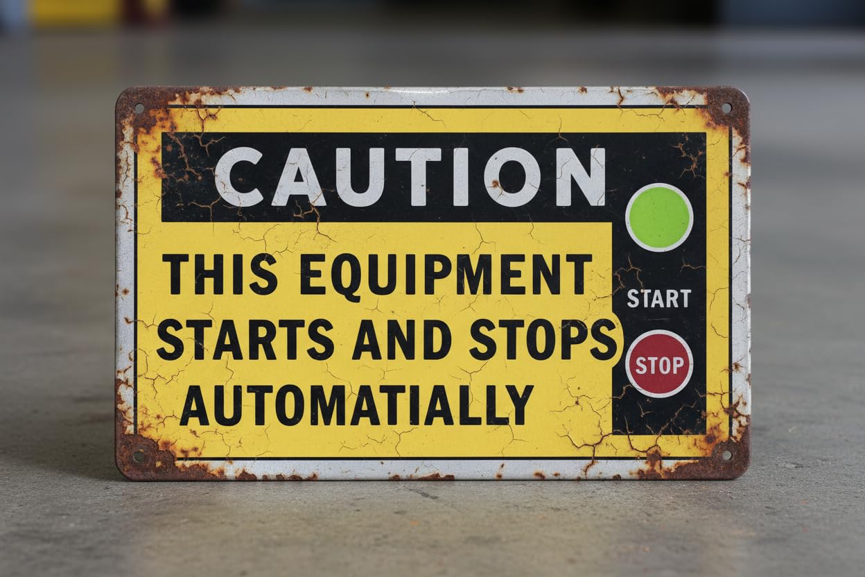 Caution Equipment Starts Stops Automatically Metal Sign 12"x8" Vintage Signs Aluminum Plates Printed